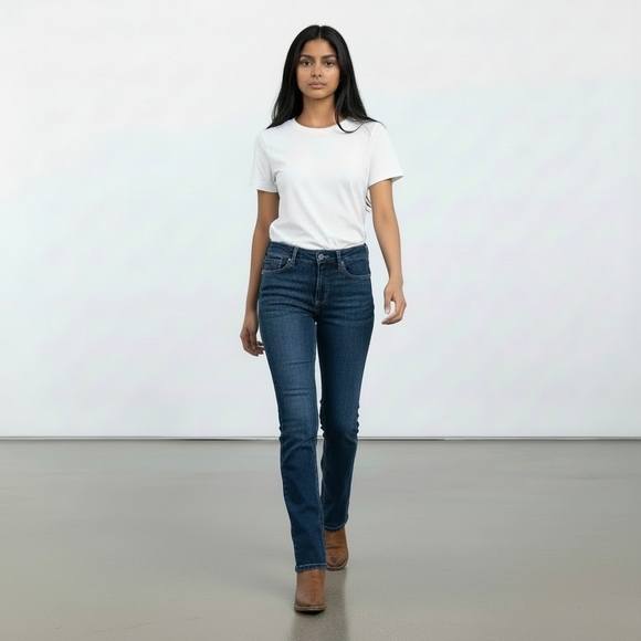 Faded Glory Denim - Faded Glory Womens Curvy Bootcut Med Wash  Low Rise Blue Jeans Size 4P Petite